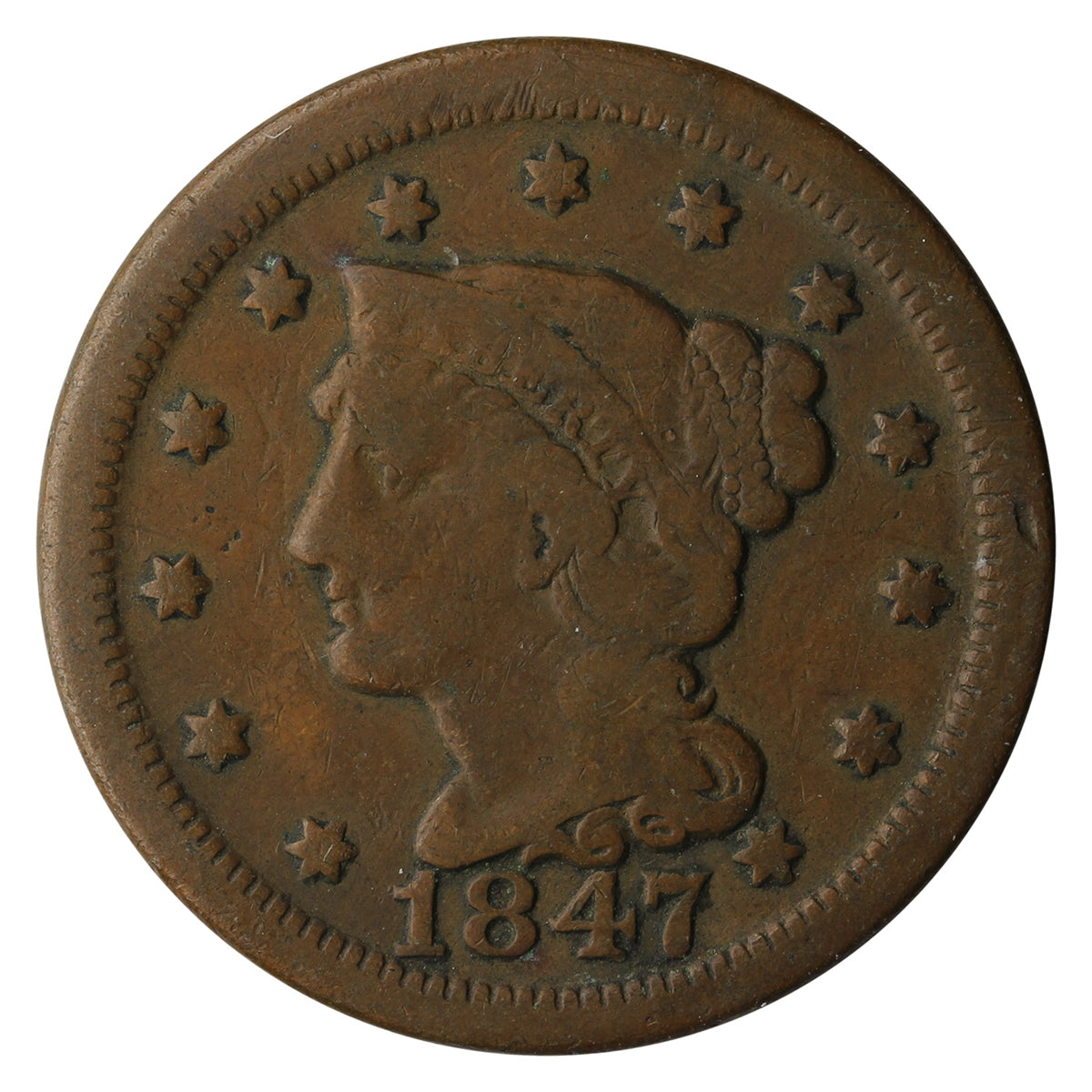 1847 USA Cent Fine (F-12)