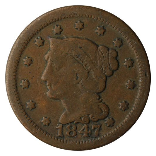 1847 USA Cent Fine (F-12)