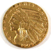 1909 D USA $5.00 Gold Extra Fine (EF40) Scratched $