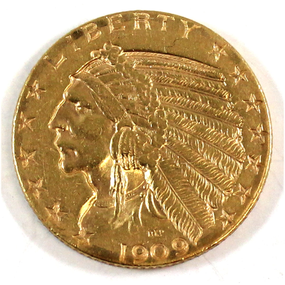 1909 D USA $5.00 Gold Extra Fine (EF40) Scratched $