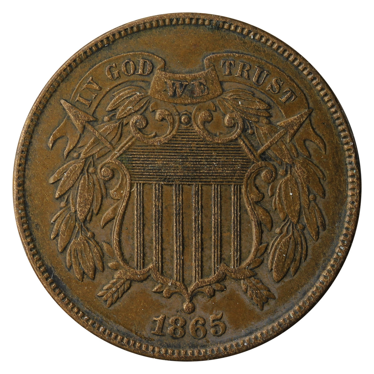 1865 USA 2 Cents Extra Fine (EF40)
