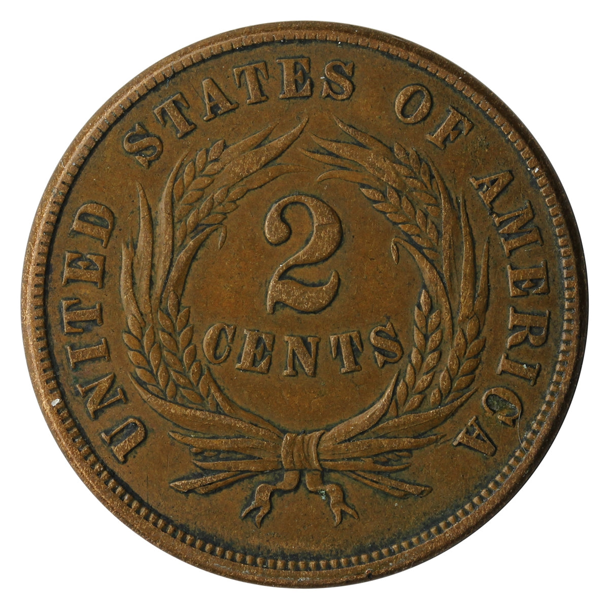 1865 USA 2 Cents Extra Fine (EF40)