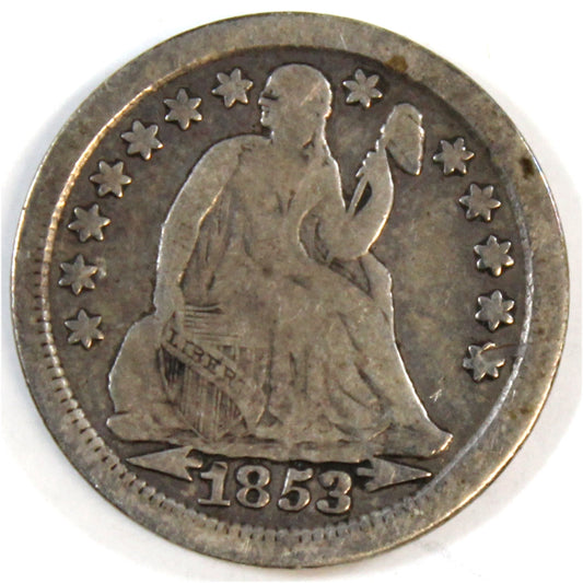 1853 Arrows USA Dime Very Good (VG-8)