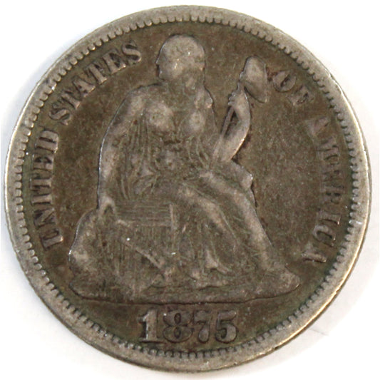 1875 USA Dime Fine (F-12)