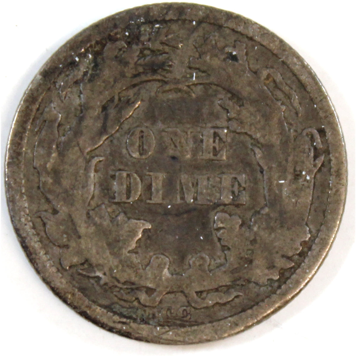 1875 CC Below Bow USA Dime Very Good (VG8)