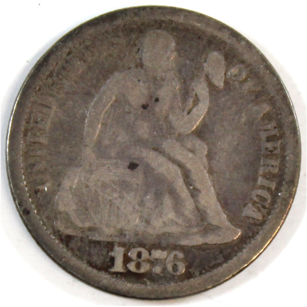1876 USA Dime Very Good (VG8)