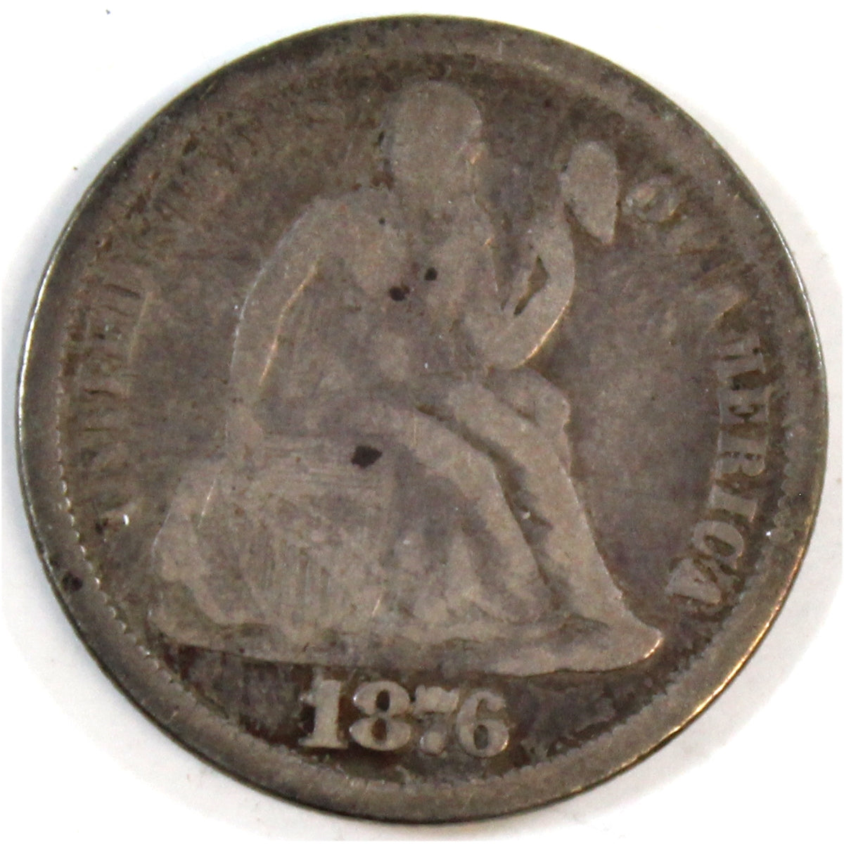1876 USA Dime Very Good (VG8)
