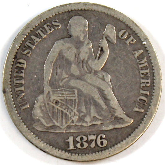 1876 CC USA Dime VG-F (VG-10)