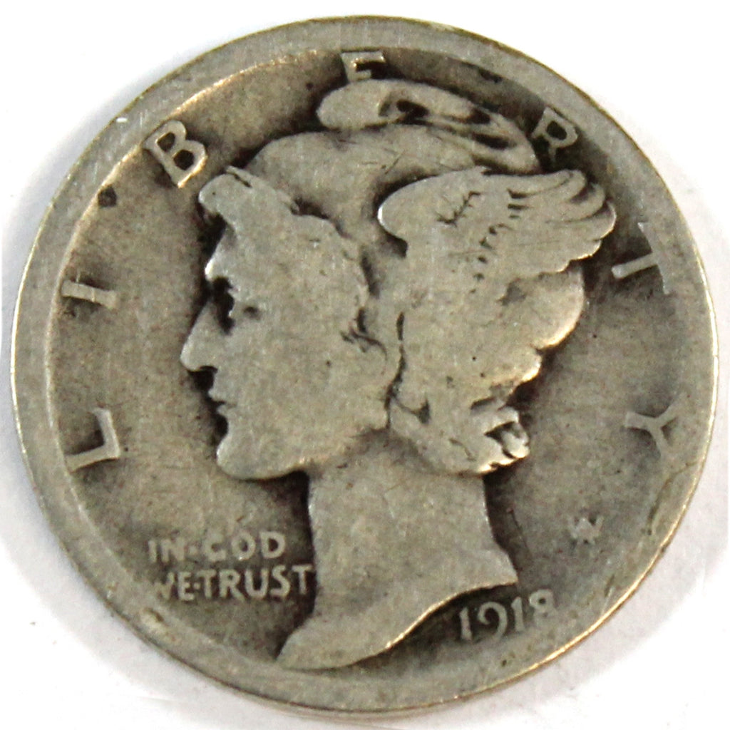 1918 D USA Dime About Good (AG3)