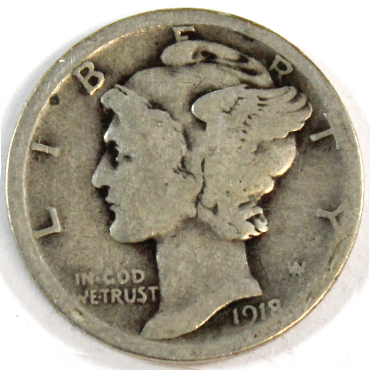 1918 D USA Dime About Good (AG3)