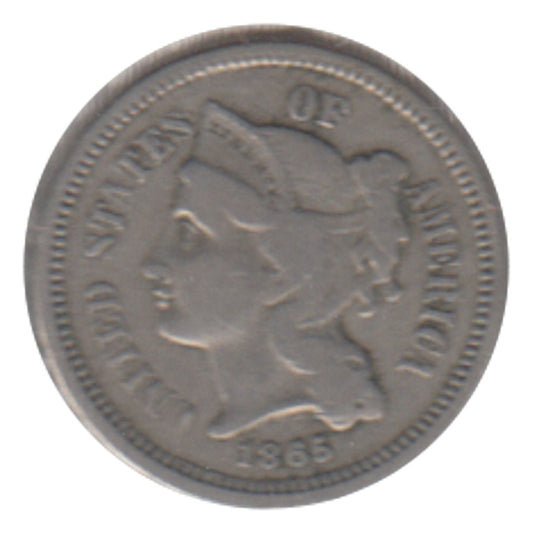 1865 Nickel USA 3 Cents F-VF (F-15)
