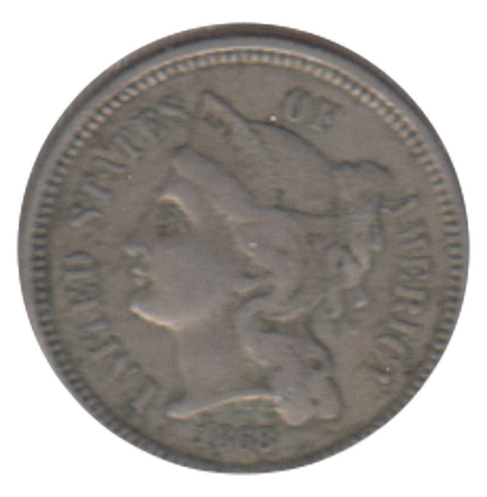 1868 Nickel USA 3 Cents VF-EF (VF-30)