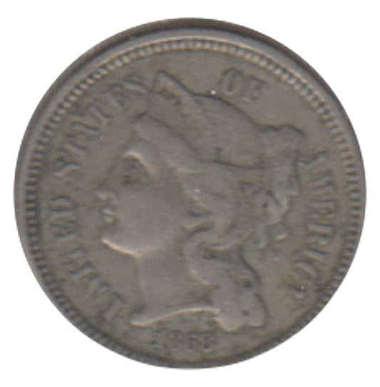 1868 Nickel USA 3 Cents VF-EF (VF-30)