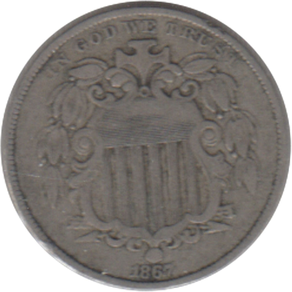 1867 No Rays USA Nickel Very Fine (VF20)
