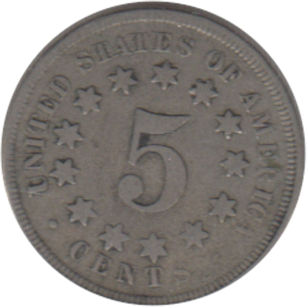 1867 No Rays USA Nickel Very Fine (VF20)