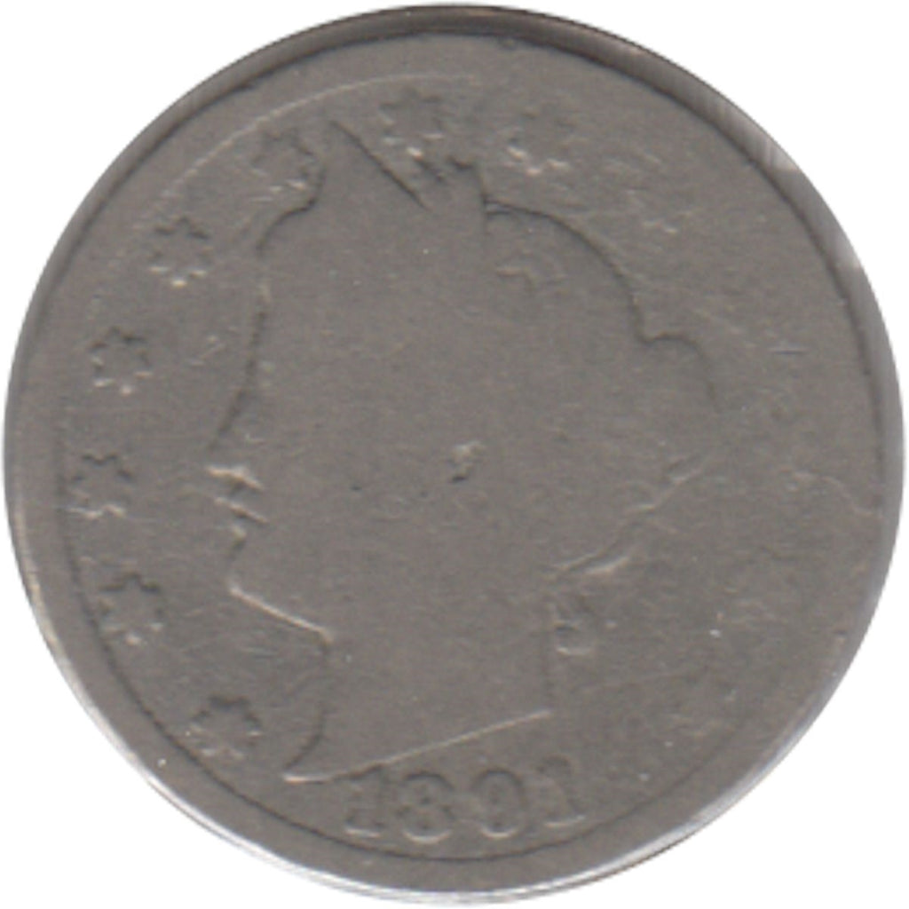 1891 USA Nickel About Good (AG-3)