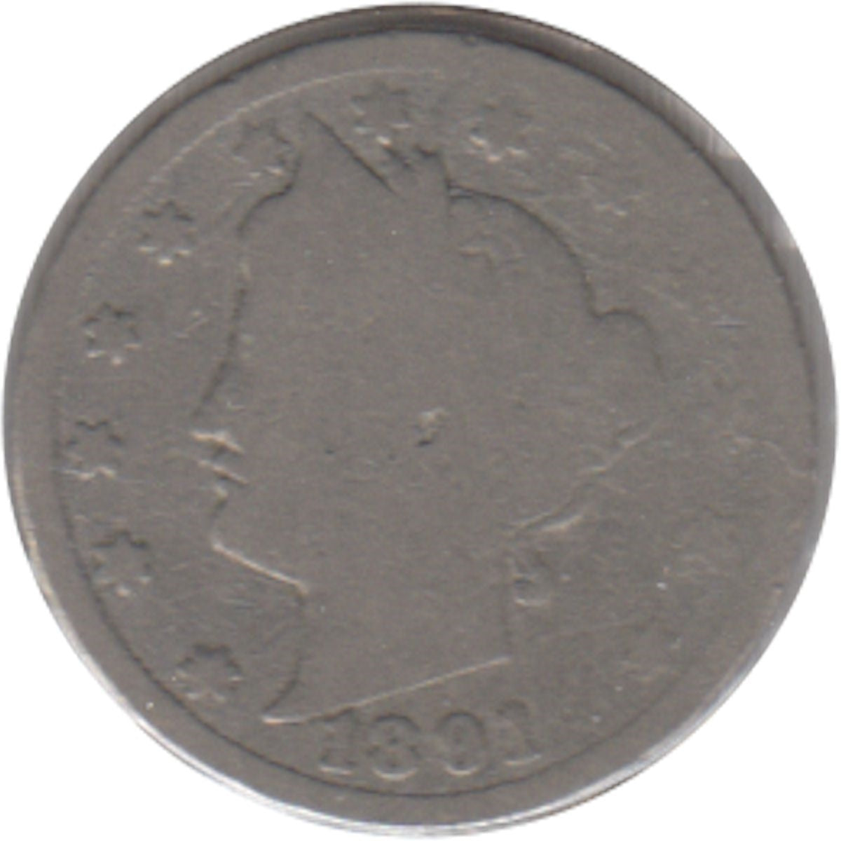1891 USA Nickel About Good (AG-3)