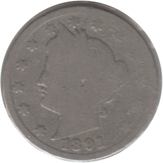 1891 USA Nickel About Good (AG-3)