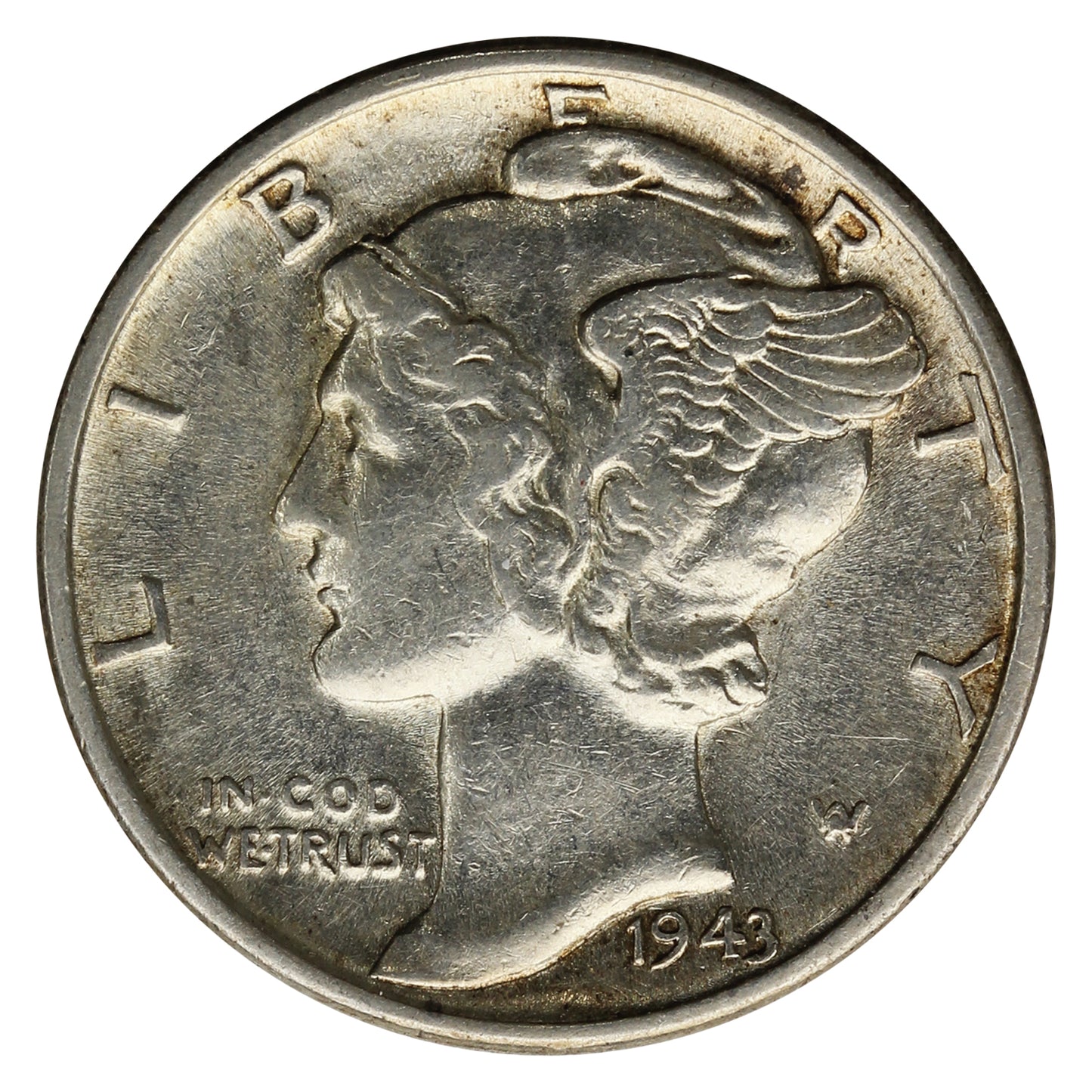 1943 D USA Dime EF-AU (EF45)