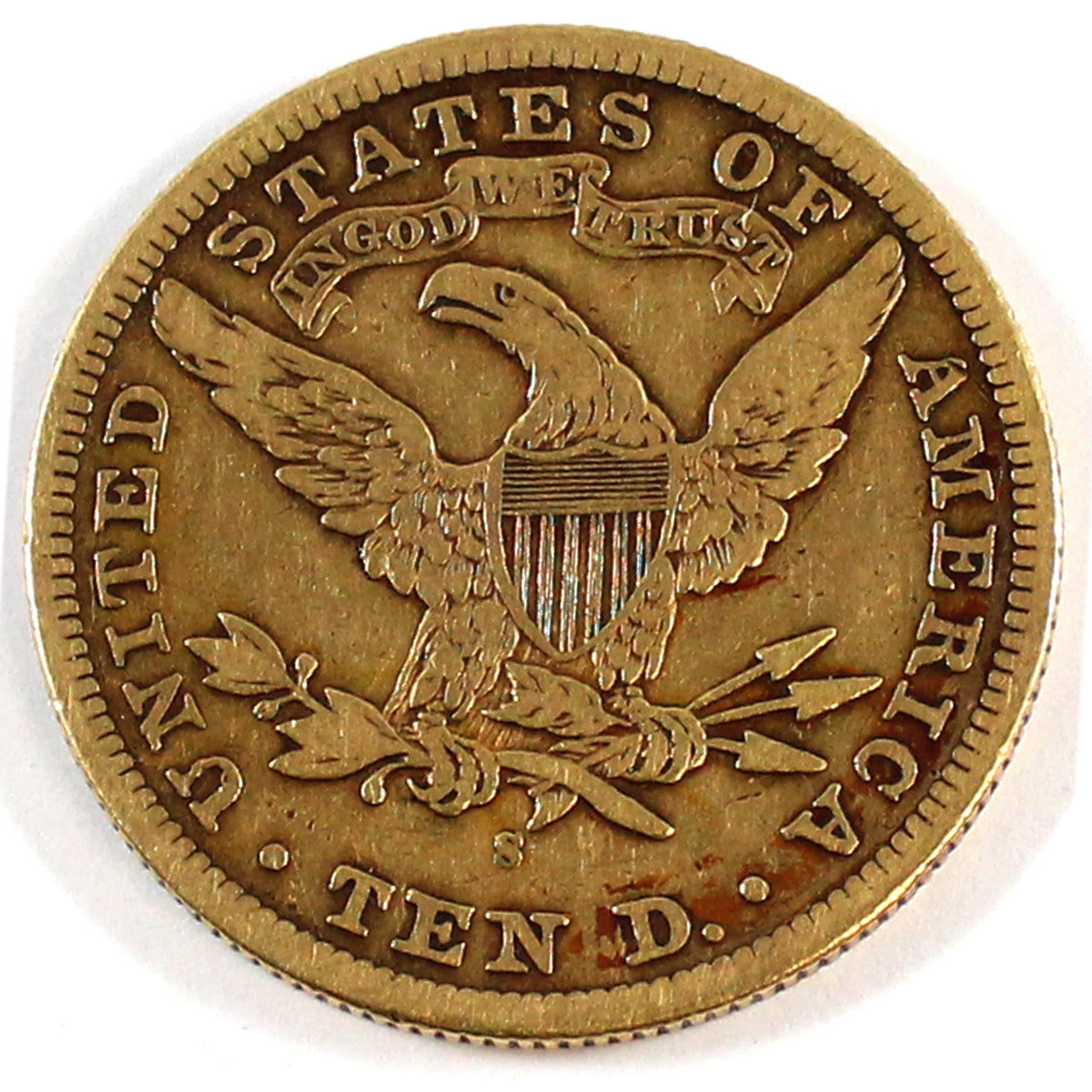 1887 S USA $10.00 Gold Very Fine (VF20) Scratched $