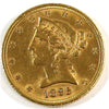 1895 USA $5.00 Gold Half Eagle AU-UNC (AU55) $