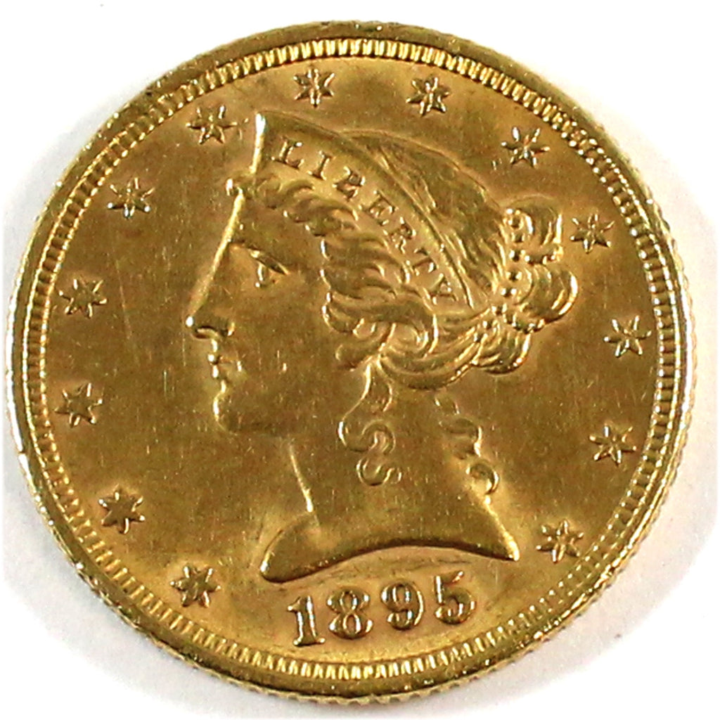 1895 USA $5.00 Gold Half Eagle AU-UNC (AU55) $