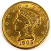 1905 USA $2.50 Gold Brilliant Uncirculated (MS63) $