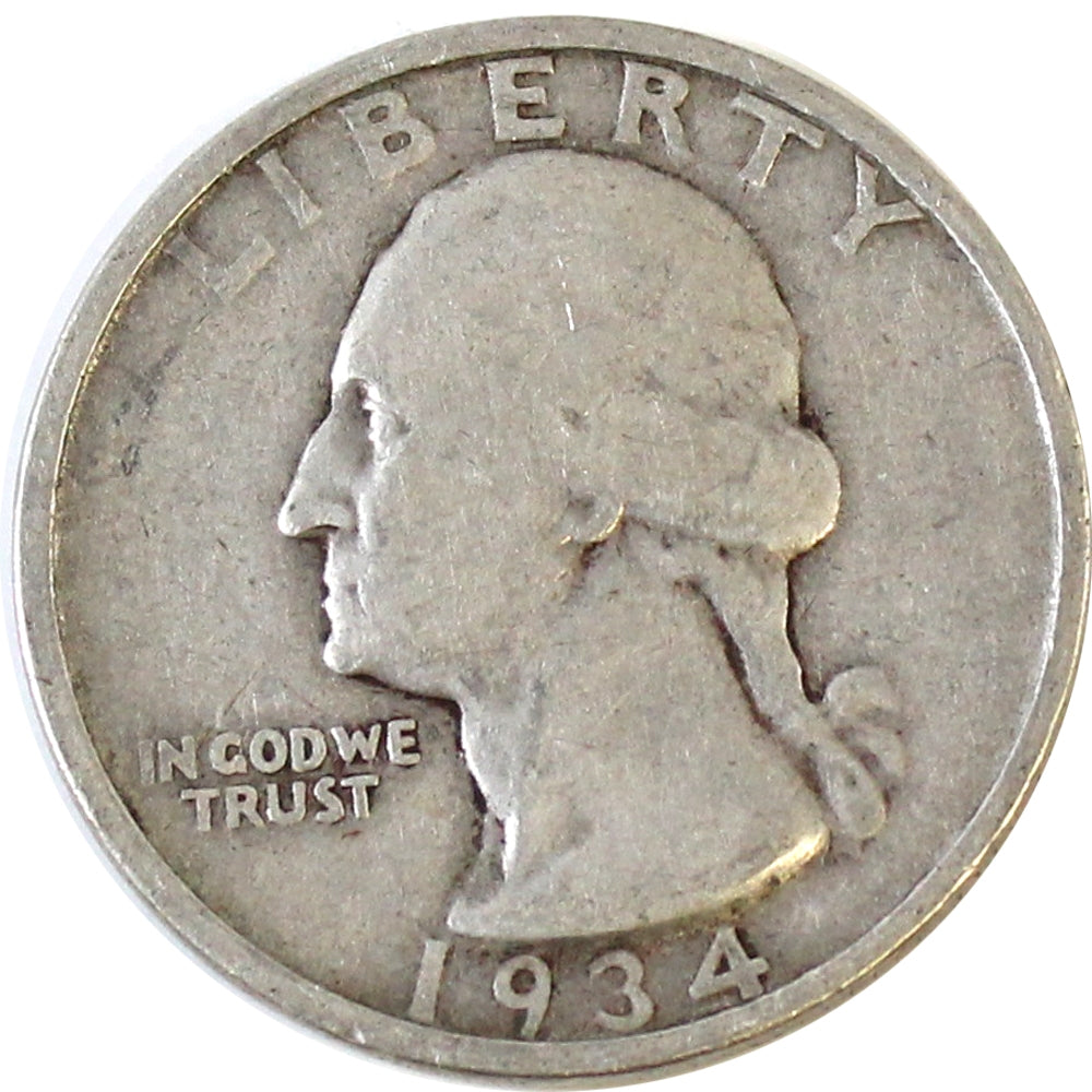 1934 Heavy Motto USA Quarter Very Good (VG8)