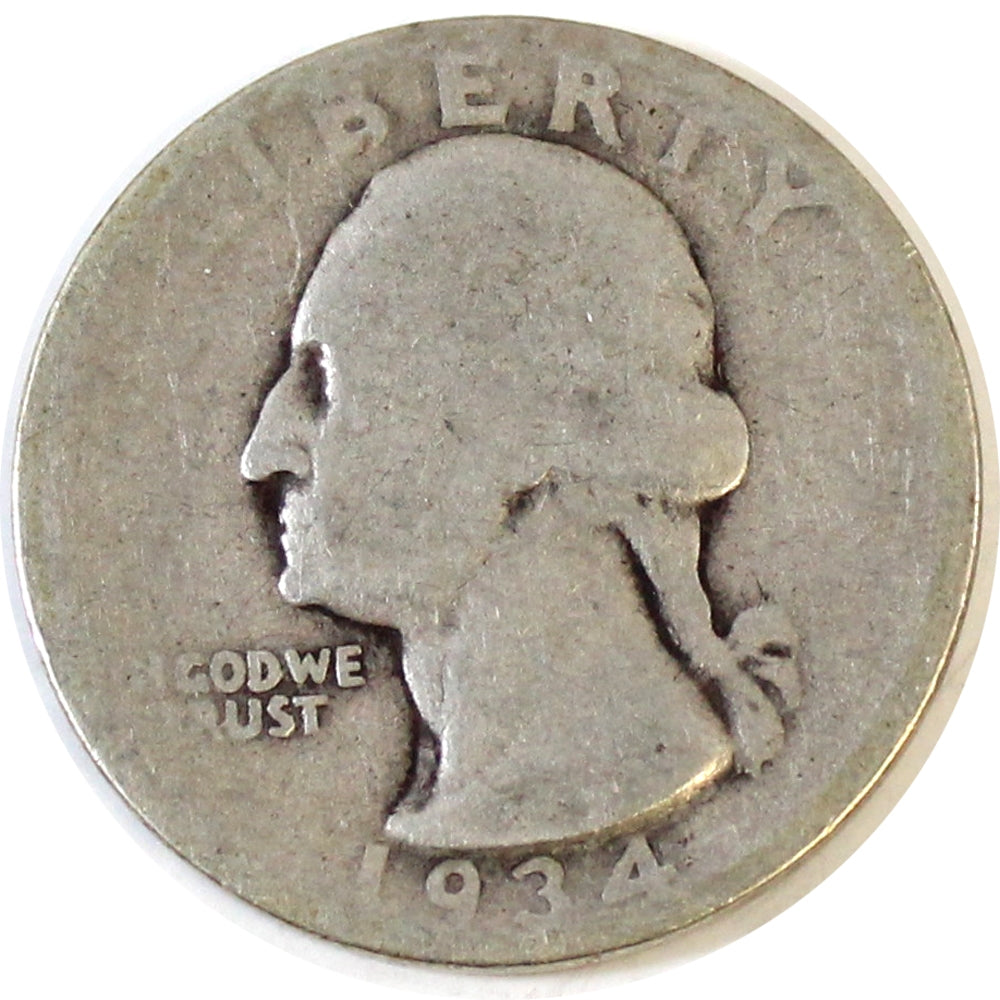 1934 D Heavy Motto USA Quarter Poor