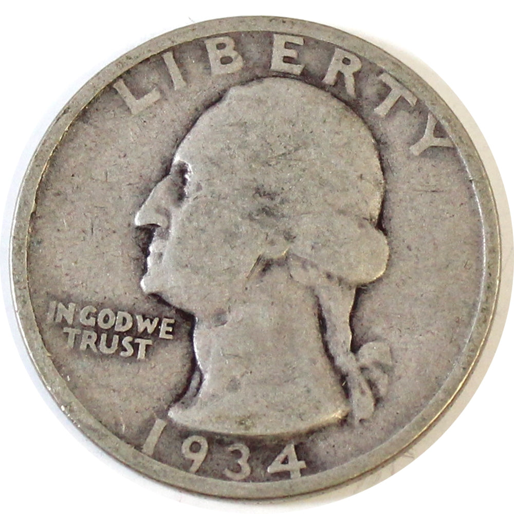 1934 Heavy Motto USA Quarter G-VG (G6)