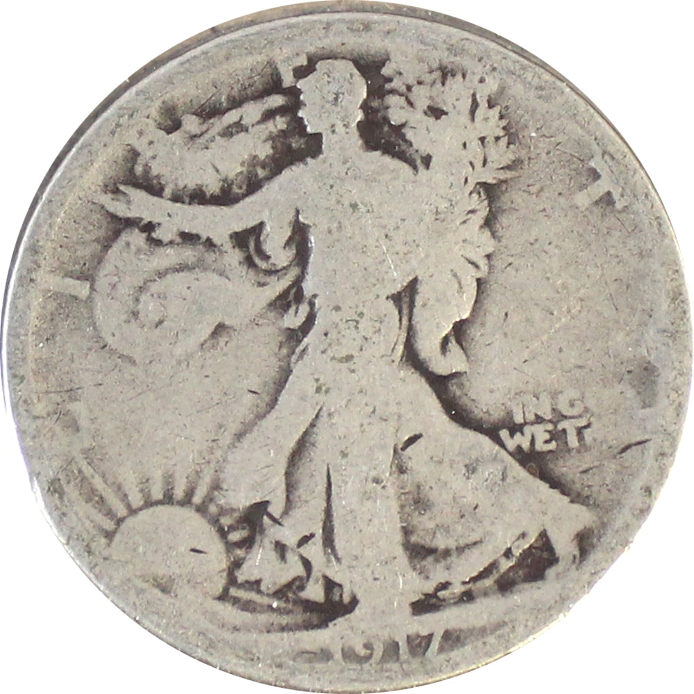 1917 S Reverse Mintmark USA Half Dollar About Good (AG3)