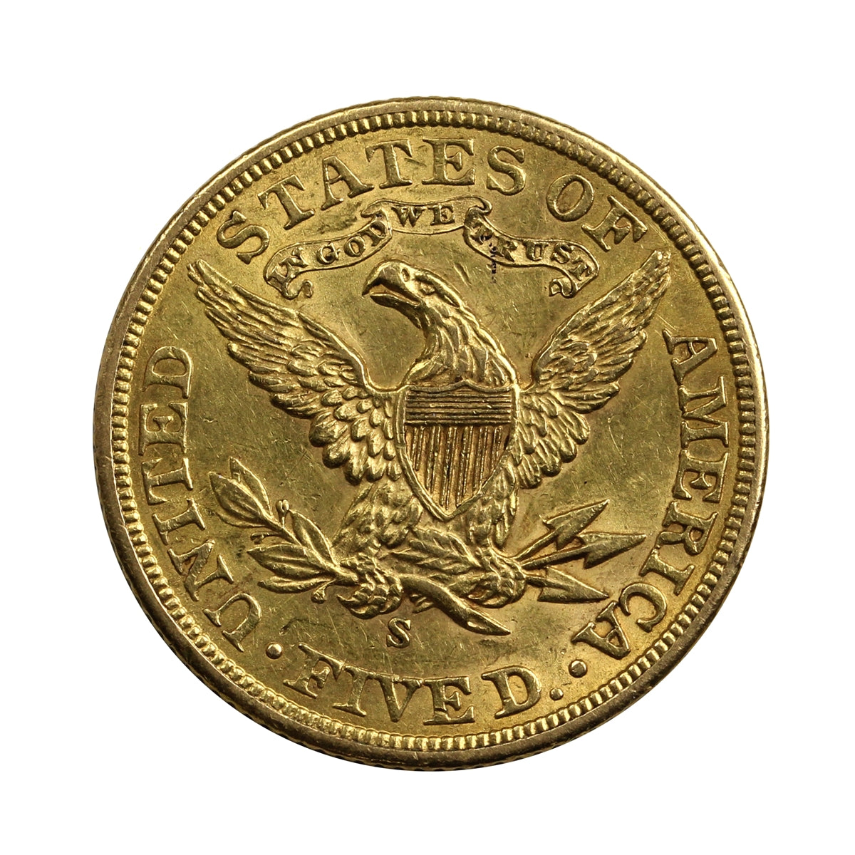 1902 S USA $5 Gold Half Eagle AU-UNC (AU55)