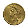 1908 USA $5 Gold Half Eagle AU-UNC (AU55)