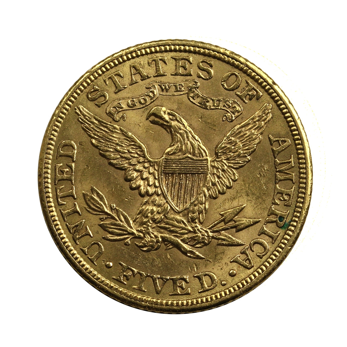 1908 USA $5 Gold Half Eagle AU-UNC (AU55)