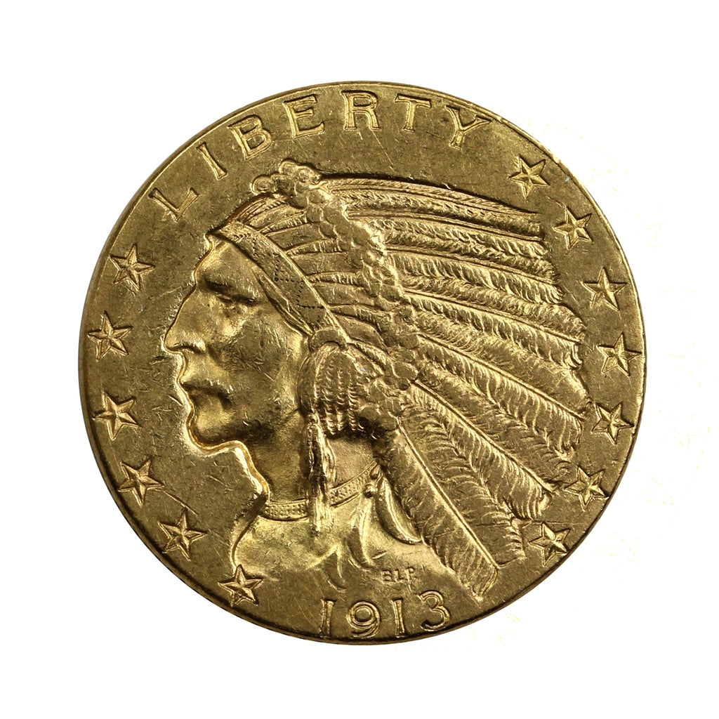 1913 USA $5 Gold Half Eagle EF-AU (EF45)