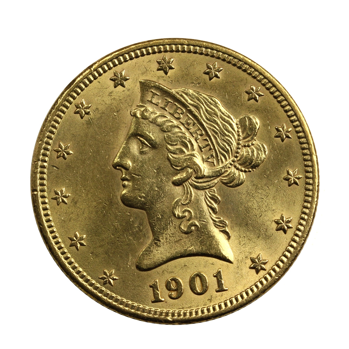 1901 USA $10 Gold Eagle UNC+ (MS62)