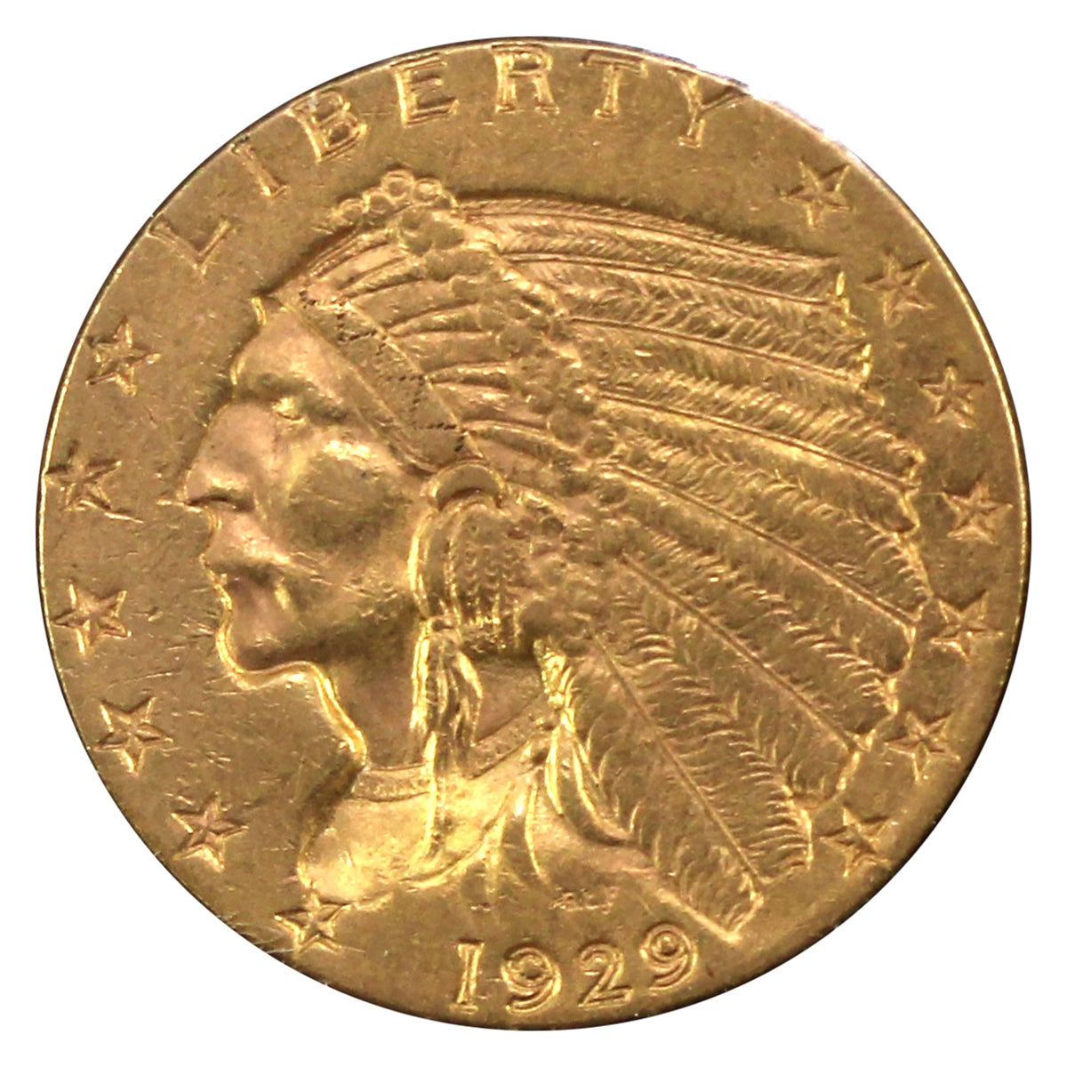 1929 USA $2.50 Gold Quarter Eagle Almost Uncirculated (AU50)