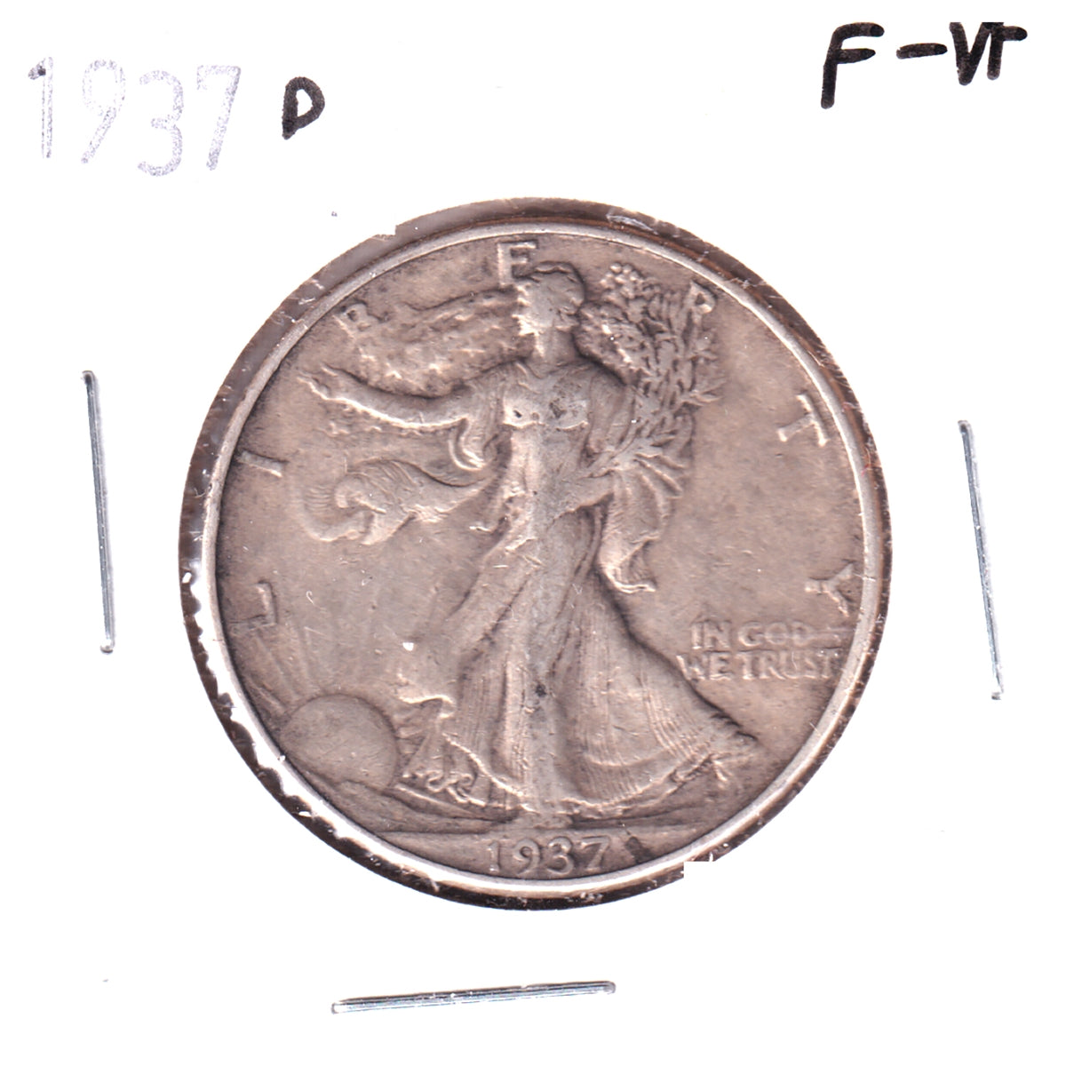 1937 D USA Half Dollar F-VF (F15)