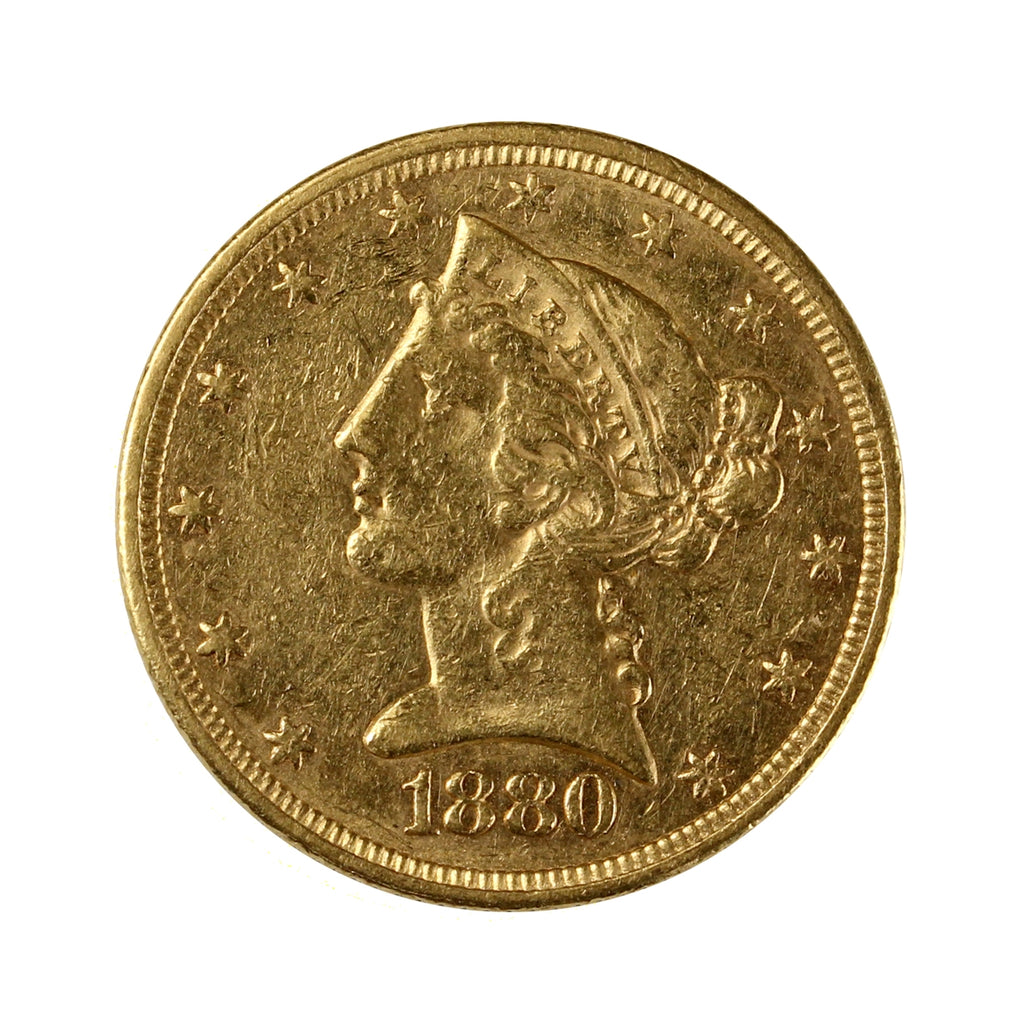 1880 USA $5.00 Gold Half Eagle VF-EF (VF30)