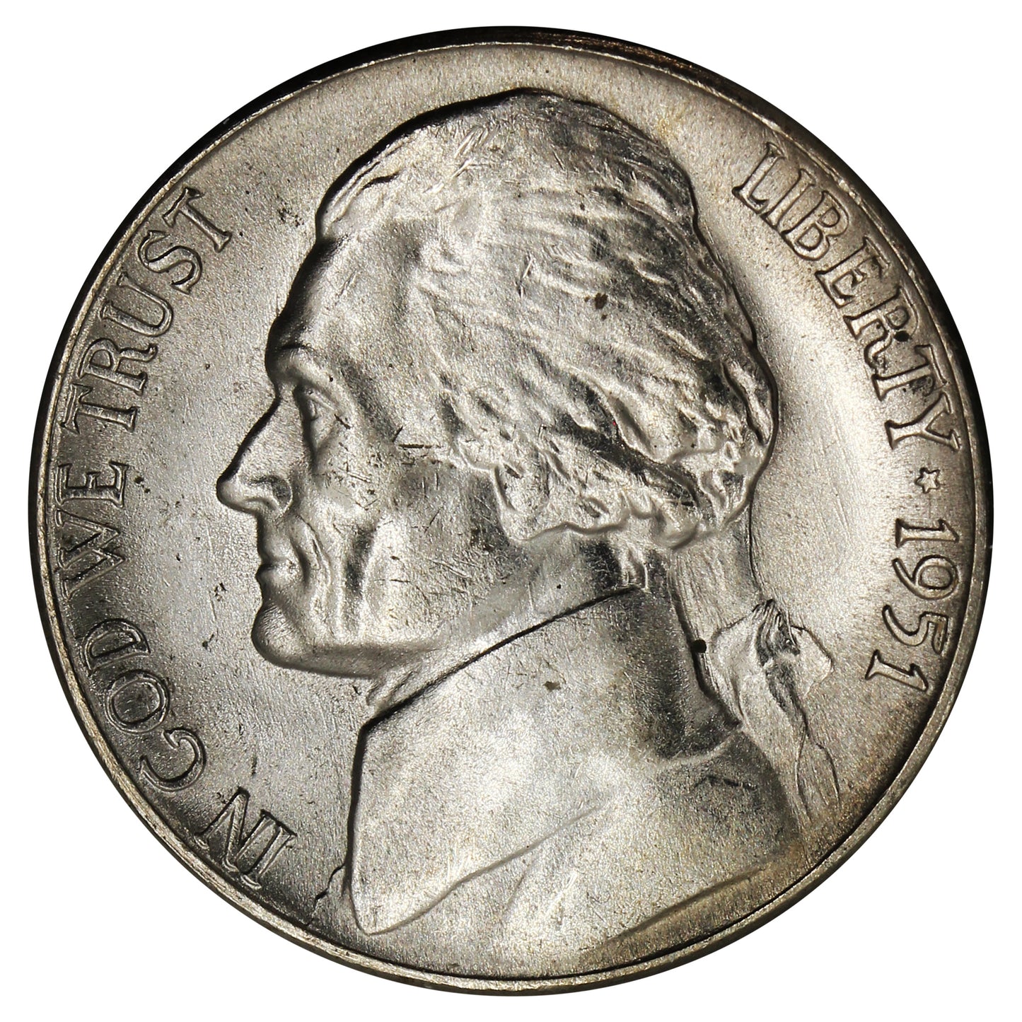 1951 S USA Nickel Choice Brilliant Uncirculated (MS64)