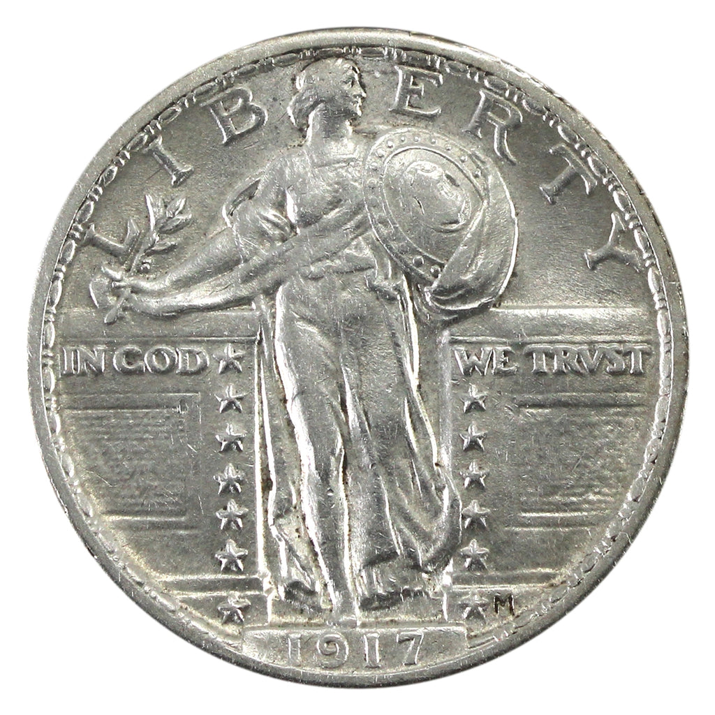 1917 Variety 2 USA Quarter Almost Uncirculated (AU50) $