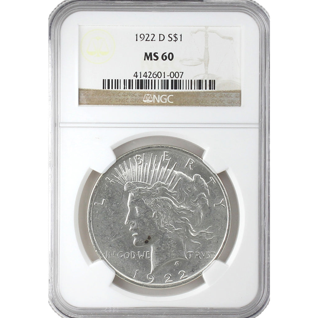 1922 D USA Dollar NGC Certified MS60