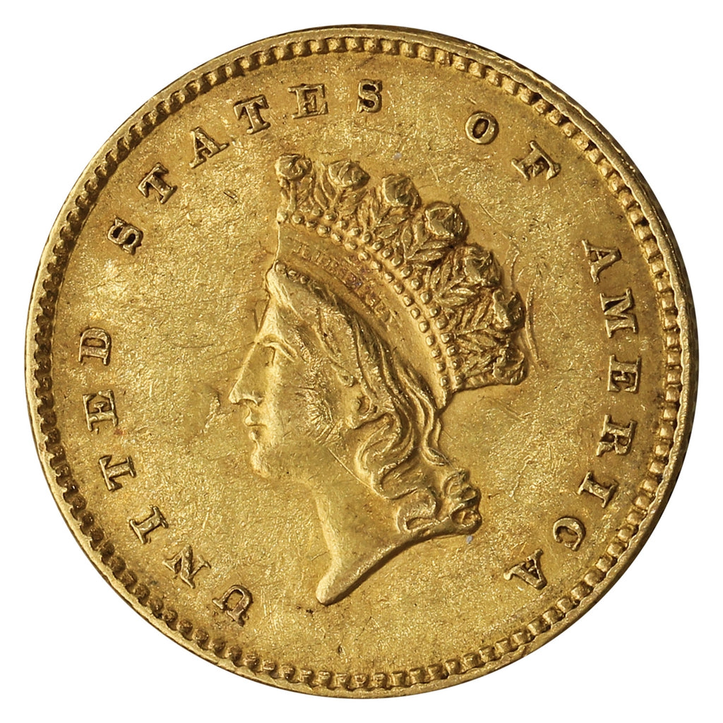 1854 Indian Head USA Gold Dollar EF-AU (EF45)