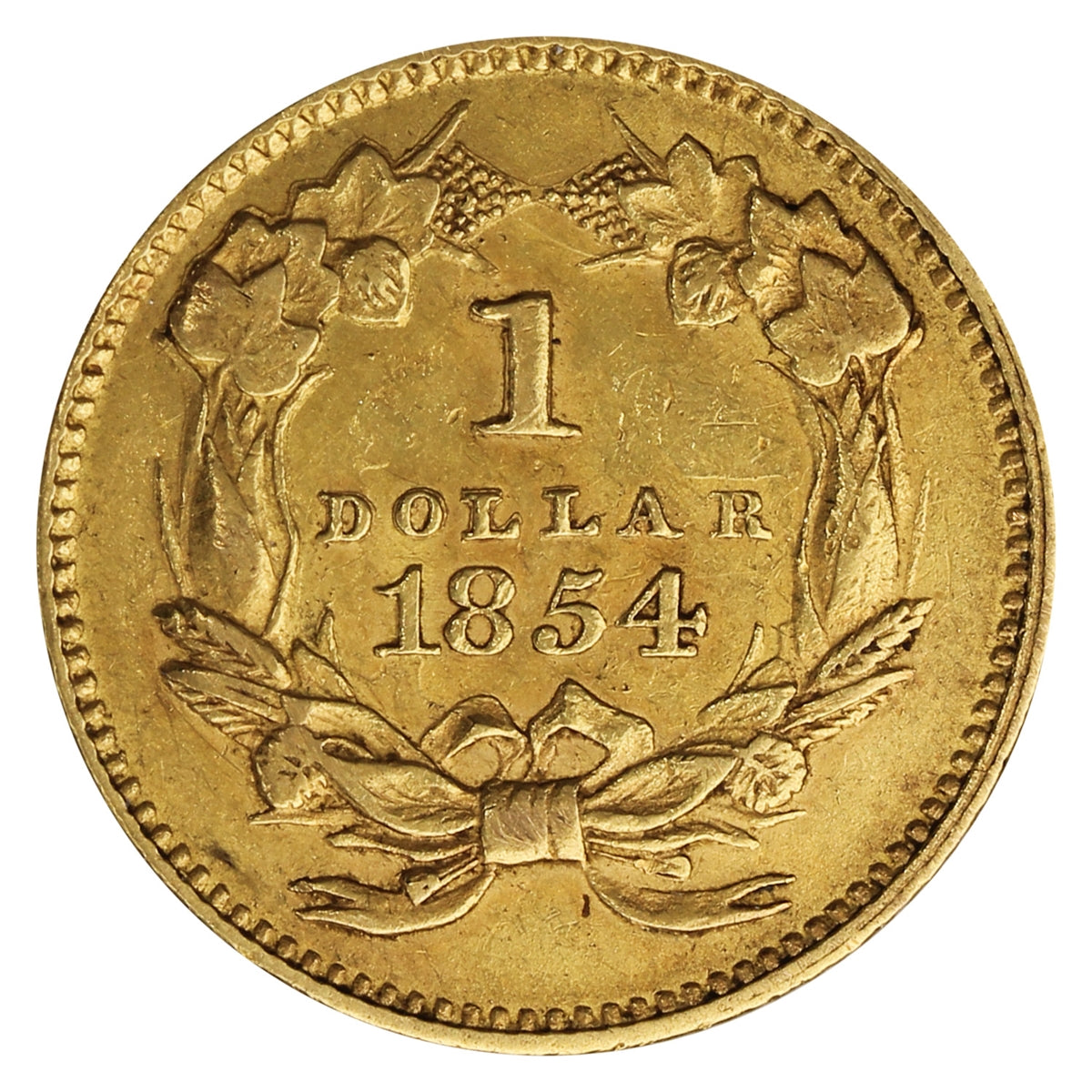 1854 Indian Head USA Gold Dollar EF-AU (EF45)