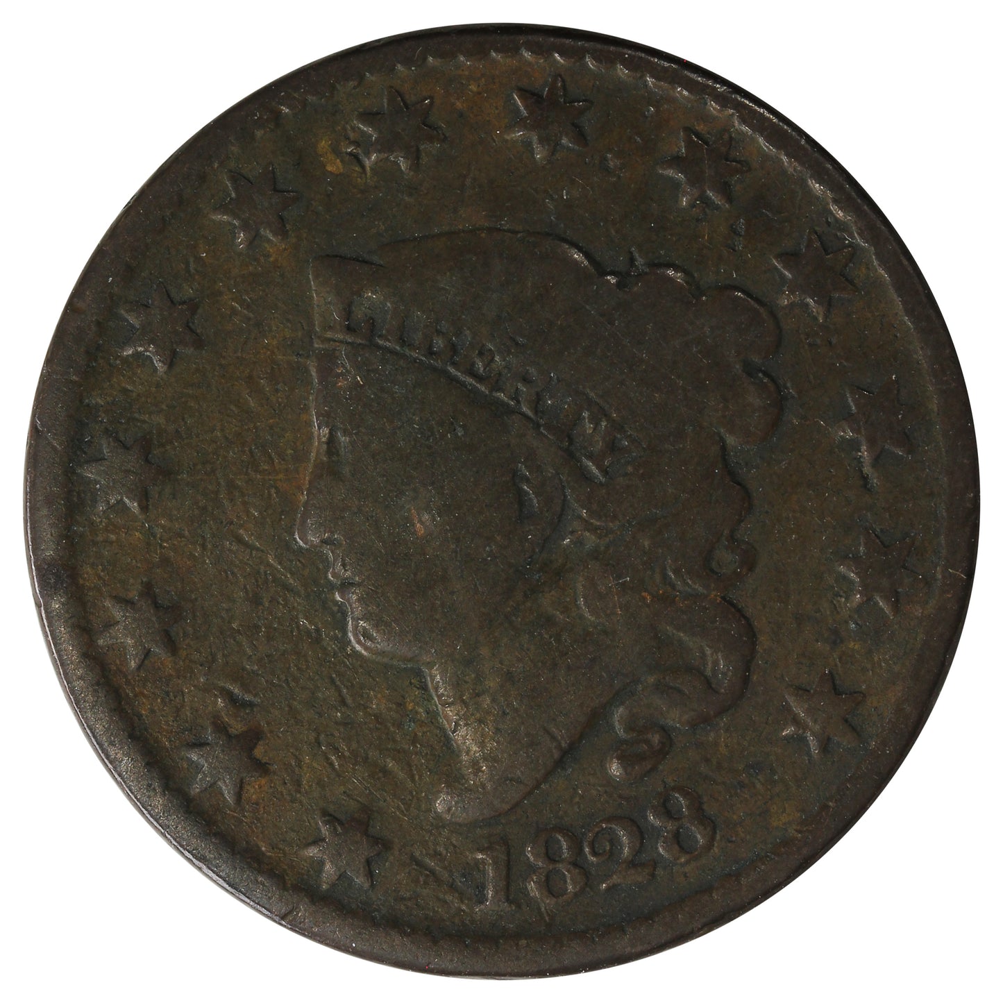 1828 Large Narrow Date USA Cent G-VG (G6) $