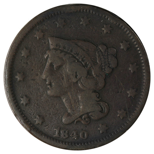 1840 Small Date Over Large 18 USA Cent VG-F (VG-15) $