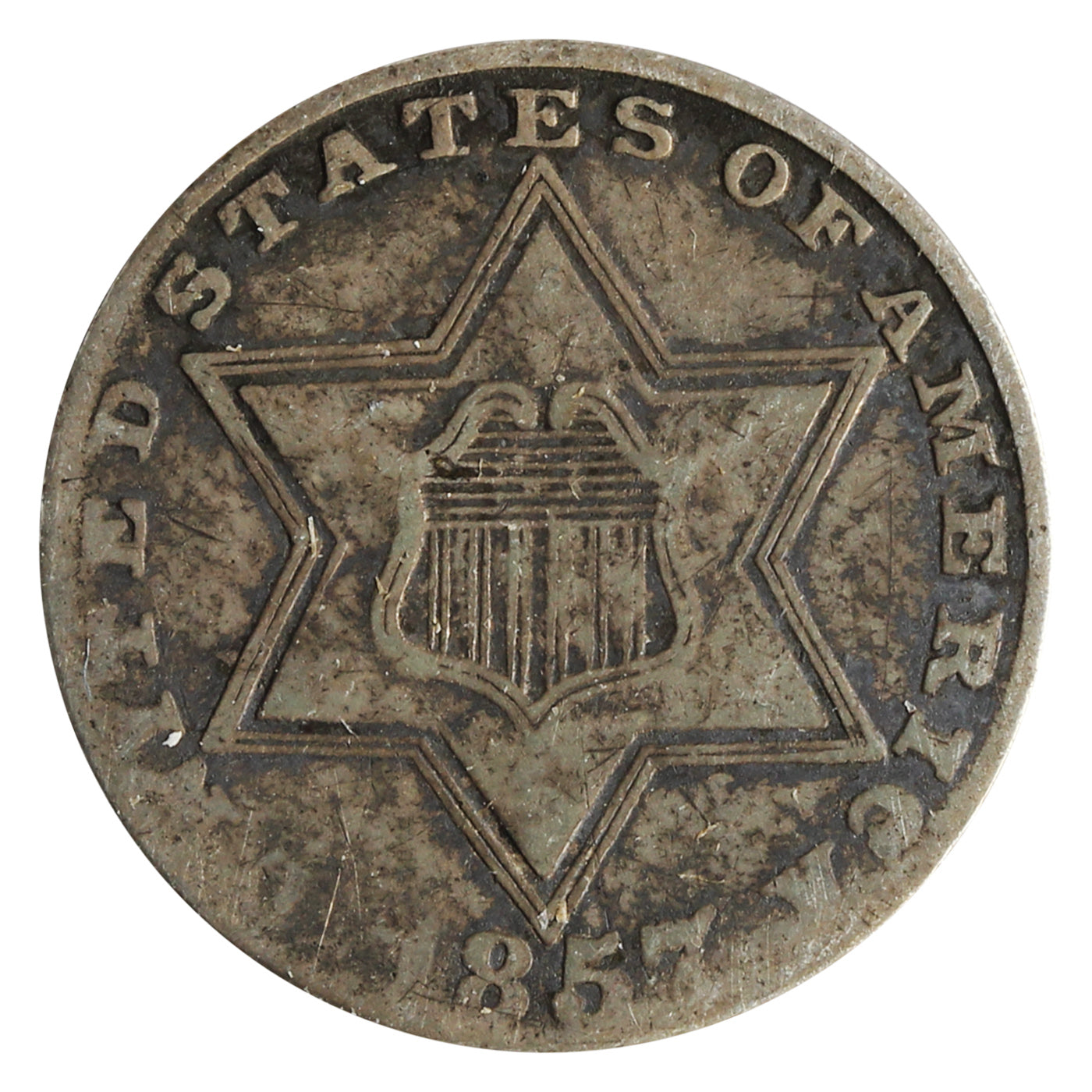 1857 USA 3 Cents F-VF (F-15) $