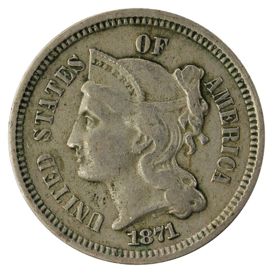 1871 Nickel USA 3 Cents VF-EF (VF-30) $