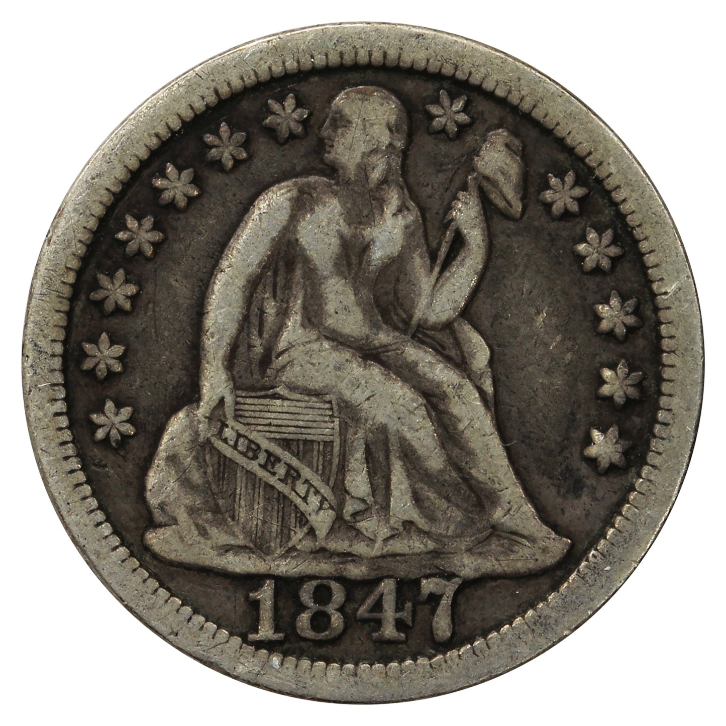 1847 USA Dime F-VF (F15) $