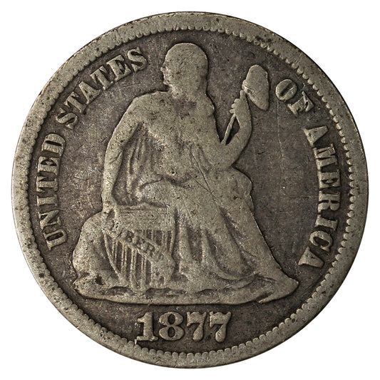 1877 CC USA Dime Very Good (VG-8) $